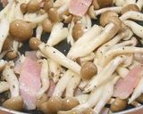 きのこ、ベーコン、水菜の和風パスタ作り方3写真