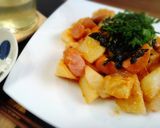＊長芋とソーセージと餅の明太チーズ炒め＊作り方4写真