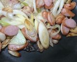 ウインナーとネギの焦がし醤油パスタ作り方4写真