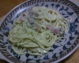 きのことベーコンの青汁クリームパスタ作り方7写真