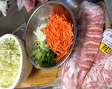 千切り野菜達と豚のしゃぶ鍋作り方1写真