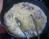 明太子としめじ、大葉のクリーミィパスタ作り方3写真