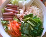 野菜たっぷり小松菜シャキシャキそうめん鍋作り方5写真