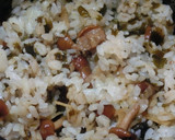 わかめとなめこの佃煮の炊き込み麦ご飯作り方3写真