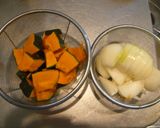 かぼちゃと豚肉の味噌バター炒め作り方1写真