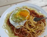 目玉焼きのせミートソーススパゲティ♪作り方3写真