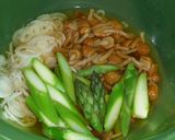 なめことアスパラの和風パスタ作り方2写真
