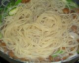 なめことアスパラの和風パスタ作り方4写真