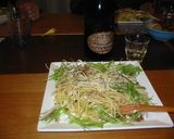 ゴボウと鶏ひき肉のパスタごま油＆チーズ作り方7写真
