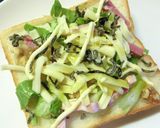セロリと胡桃とベーコンの塩昆布トースト作り方5写真
