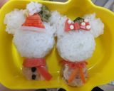 雪ダルマミッキーサンタのキャラ弁作り方8写真