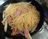 なめこ入りネギとベーコンの和風パスタ作り方3写真