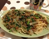 絶品！納豆と春菊の和風スパゲティ作り方8写真