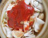 鶏肉と白菜入りトマト味の鍋焼きうどん作り方9写真