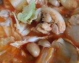 鶏肉と白菜入りトマト味の鍋焼きうどん作り方12写真