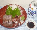 パパのタコとマグロ頬肉刺身作り方3写真