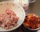 カルボナーラ風キムチとツナのクリームスパ作り方1写真
