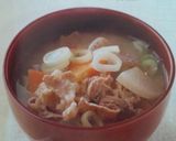 豆苗と揚げ天のお味噌汁作り方4写真