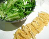 電子レンジで★水菜と揚げの煮びたし作り方1写真