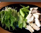 セロリと鶏のササミのさっぱりパスタ☻作り方1写真