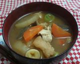 豆苗と揚げ天のお味噌汁作り方5写真