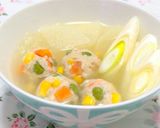 生姜春雨スープ♥INカラフル鶏肉団子作り方5写真