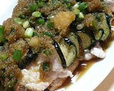 茹で豚と揚げなすの酢醤油おろしびたし作り方6写真