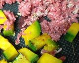 ❋カボチャと豚ひき肉の甘辛炒め作り方1写真