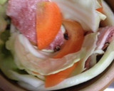 釜飯の器deきゃべつと豚薄切りの蒸し焼き作り方1写真