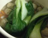 ちんげん菜と肉だんごの豆乳ミソスープ作り方1写真