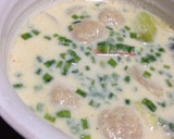 ちんげん菜と肉だんごの豆乳ミソスープ作り方2写真