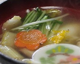 うちのお雑煮♪鶏だしと水菜が決めて作り方11写真