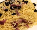 パンチェッタと黒オリーブのパスタ作り方4写真