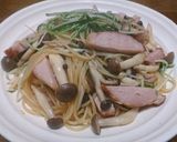 厚切りハムとしめじの和風醤油パスタ作り方6写真
