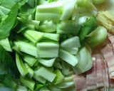 ちんげん菜とベーコンの塩麹炒め♪作り方1写真
