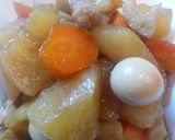 照り旨！根菜と豚三枚肉の煮物❀作り方5写真