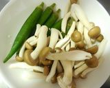 酒肴　オクラ＆しめじのクリチ和え　どすぇ作り方2写真