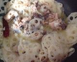 鯖缶と水菜とれんこんのパスタ作り方4写真