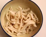 茹で鶏で☆梅、胡麻、大葉の和風パスタ作り方1写真