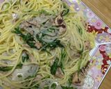 鯖缶と水菜とれんこんのパスタ作り方6写真