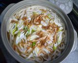 長ネギと桜えびの煮込みうどん作り方2写真