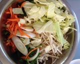 もんじゃ風野菜たっぷりの餅明太チーズ焼作り方1写真
