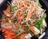 もんじゃ風野菜たっぷりの餅明太チーズ焼作り方3写真