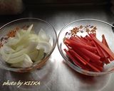 トーストに人参と玉ねぎの甜麺醤炒め作り方1写真