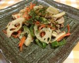 れんこんと豚肉のオイスターポン酢炒め♪作り方3写真