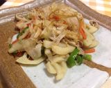 れんこんと豚肉のオイスターポン酢炒め♪作り方4写真