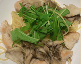 簡単！舞茸と水菜のヘルシー和風パスタ作り方4写真
