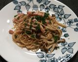 ベーコンと茸のパスタde『男のオリ醤』作り方5写真