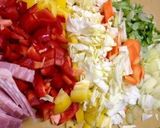 プツプツ押し麦乗せ☺︎ミネストローネ風♪作り方1写真