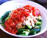 花椒トマトポン酢タレでささみきゅうり和え作り方12写真
